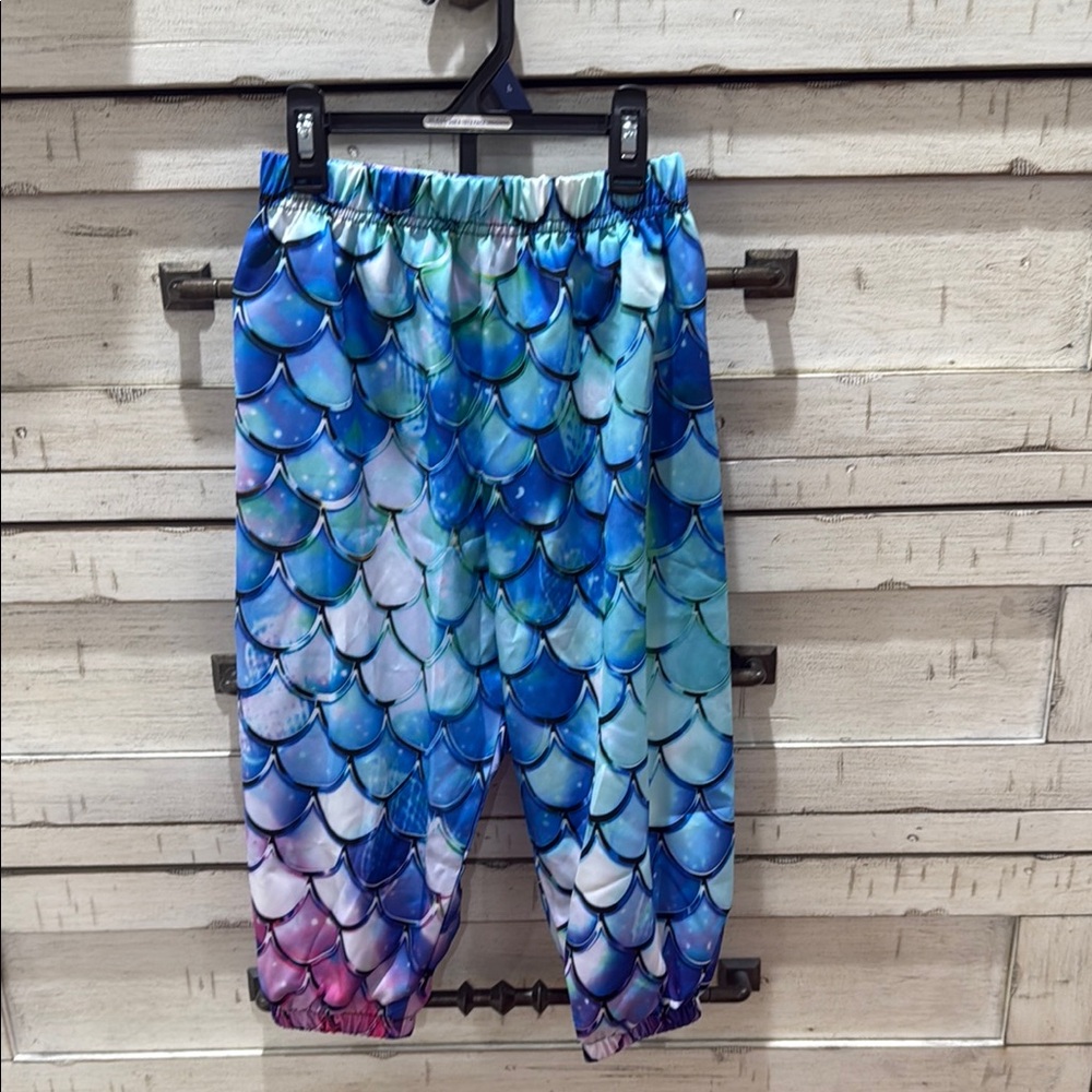 Amazon Blue and Purple Leggings with Iridescent Mermaid Scales